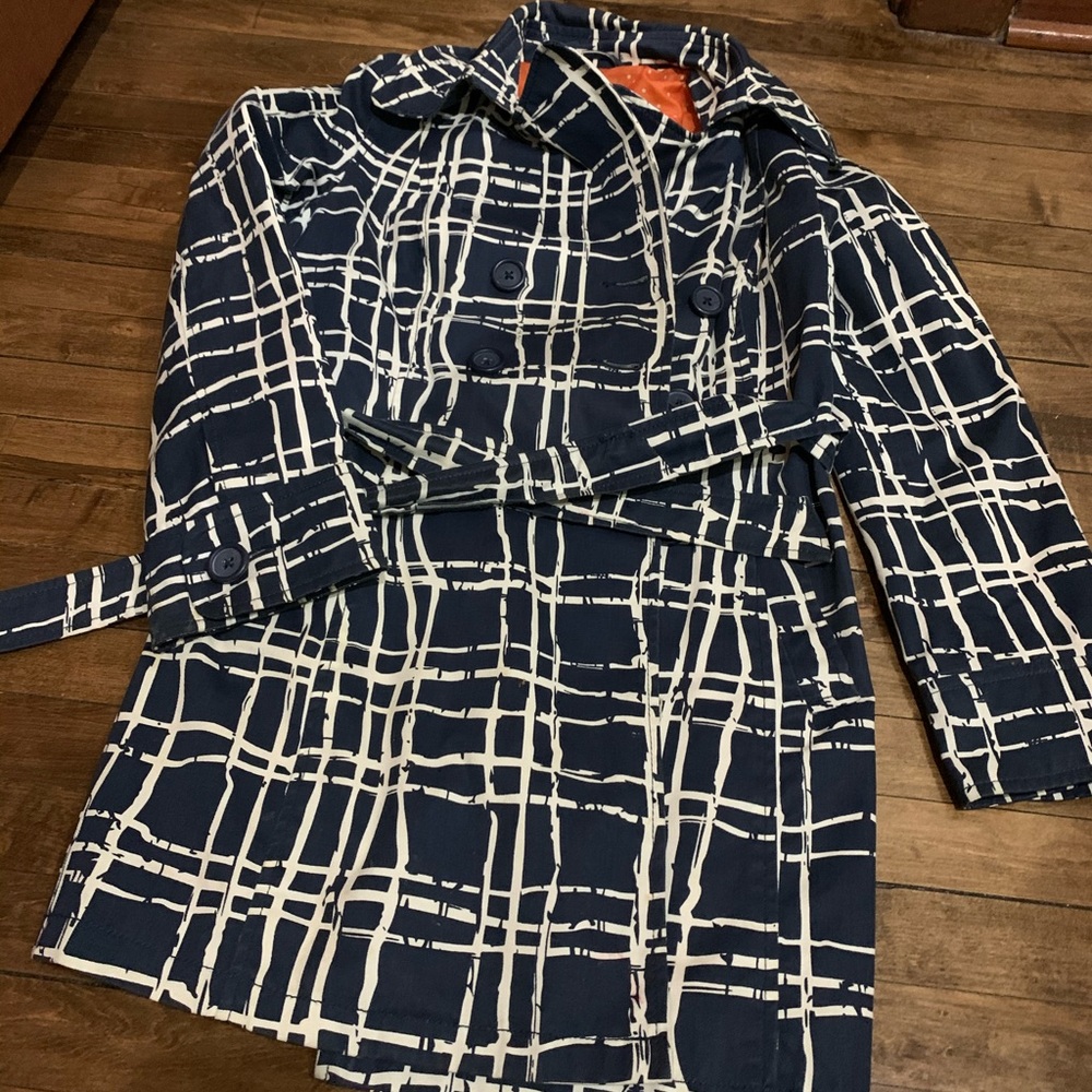 Merona Blue and White Trench